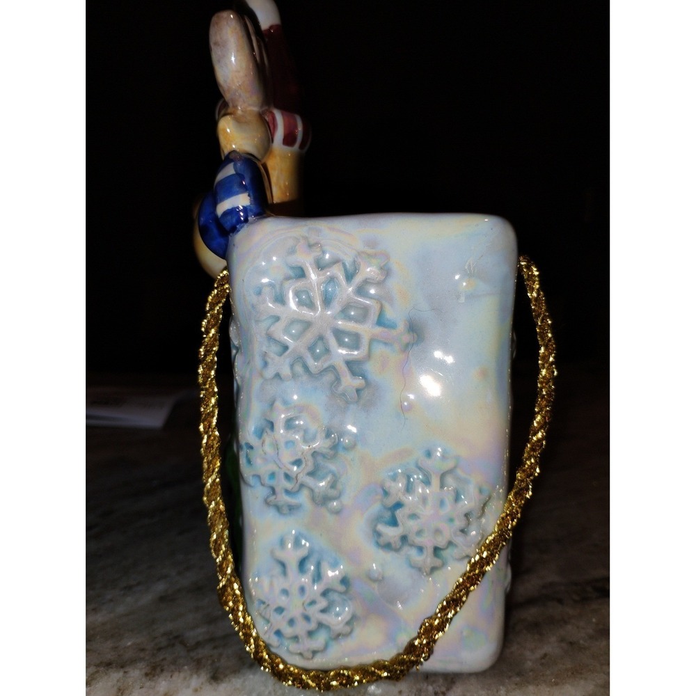 Cute Ceramic Christmas Reindeer Figurine with Snowflakes and Garland - Picture 6 of 6
